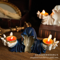 ヨーロッパ式黒幽霊呪術師香薫ろうそく置物芸術品復古燭台創造ハロウィーン鬼節装飾