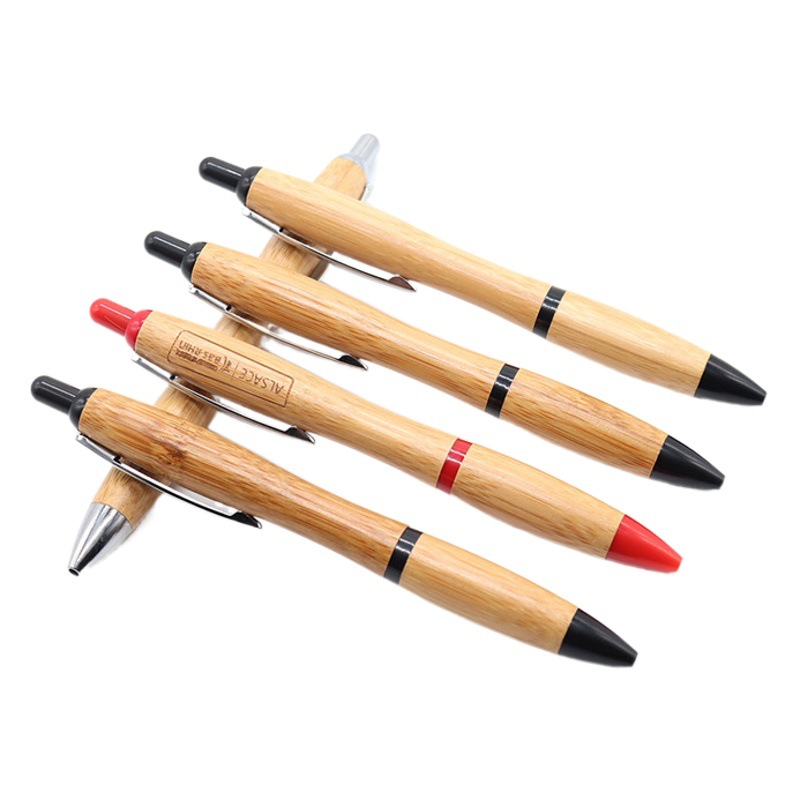 Pluma de bola de bambú calabaza Prensa pluma de bambú verde pluma de forma de calabaza creativa publicidad grabado láser