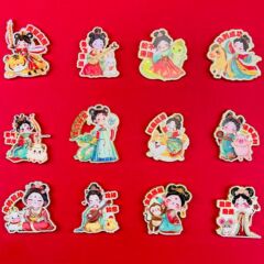 文創q版十二生肖冷蔵庫貼り中国風観光記念品金属冷蔵庫貼り