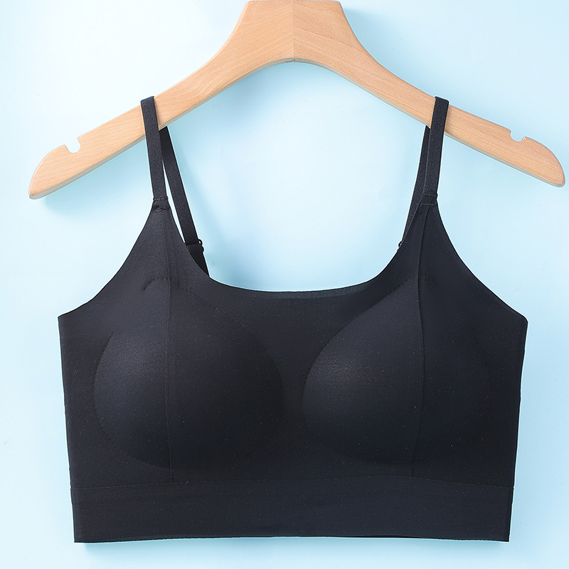 Chaleco de pecho envuelto con eslinga de espalda fina y hermosa para mujer, correa de hombro ajustable, copa fija, levantamiento, sujetador sin costuras