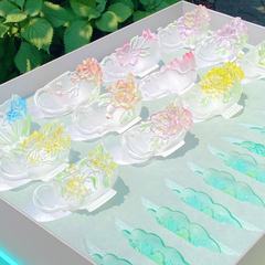 东魅十二花神咖啡杯古法琉璃杯杯垫组合桌面摆件茶室桌面摆件饰品
