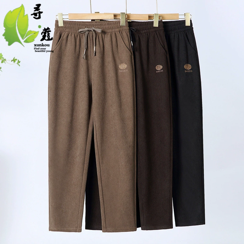 Мама весенние и осенние брюки женские свободные прямые брюки среднего и пожилого возраста брюки брюки летние бабушкины брюки тонкая эластическая талия