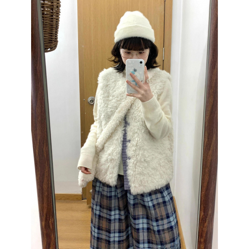 羊羔毛马甲女皮毛一体2025秋冬新款洋气外穿百搭加厚马夹网红外套|undefined