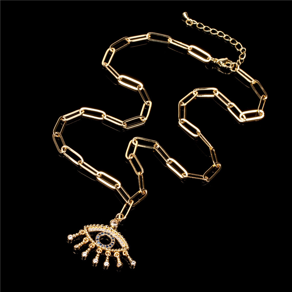 Devil Eye Anhänger Kupfer Eingelegte Zirkon Halskette Großhandel Nihaojewelry display picture 5