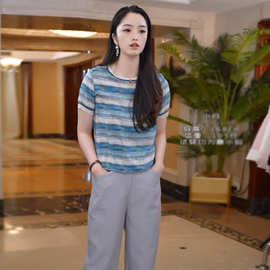 390#杭州桑蚕丝真丝T恤女短袖夏装时尚圆领上衣显瘦杭州真丝双绉