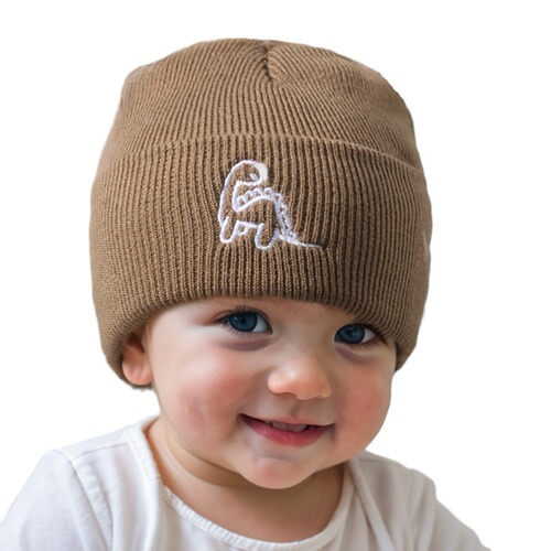 Autumn and Winter Children Dinosaur Knitted Hat for Baby, Cartoon Small Dinosaur Infant Ear Warm Hat, Warm and Cute Hat