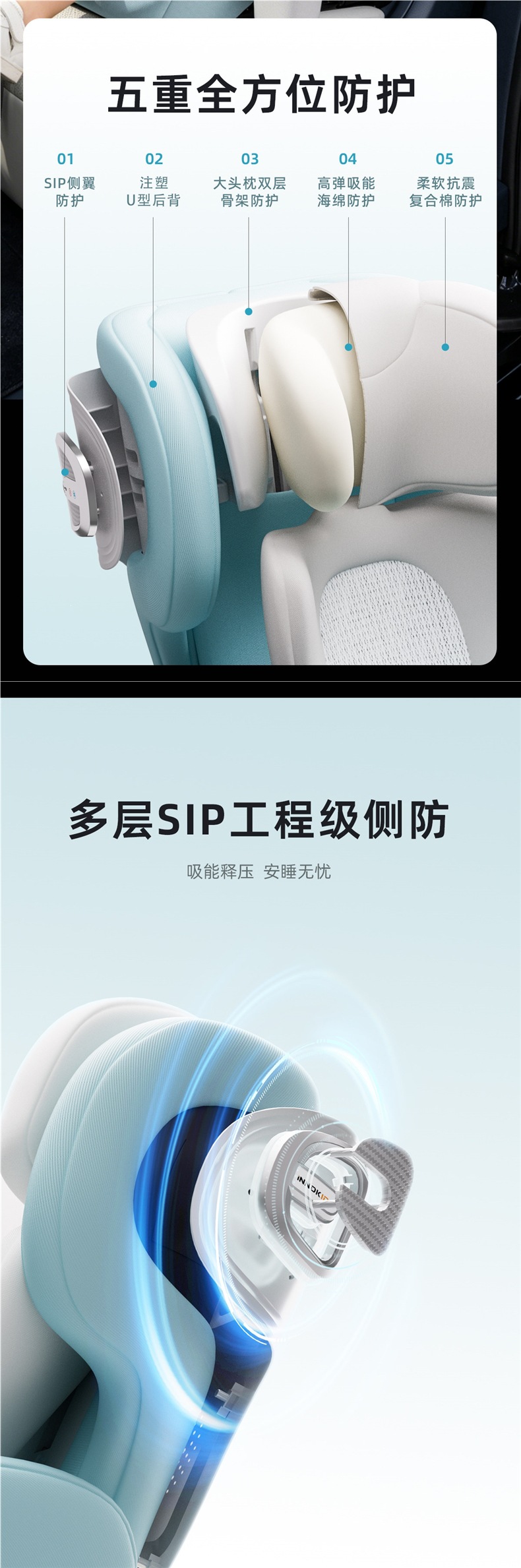 innokids car child safety seat for babies and children aged 9 months to 12 years, simple and portable