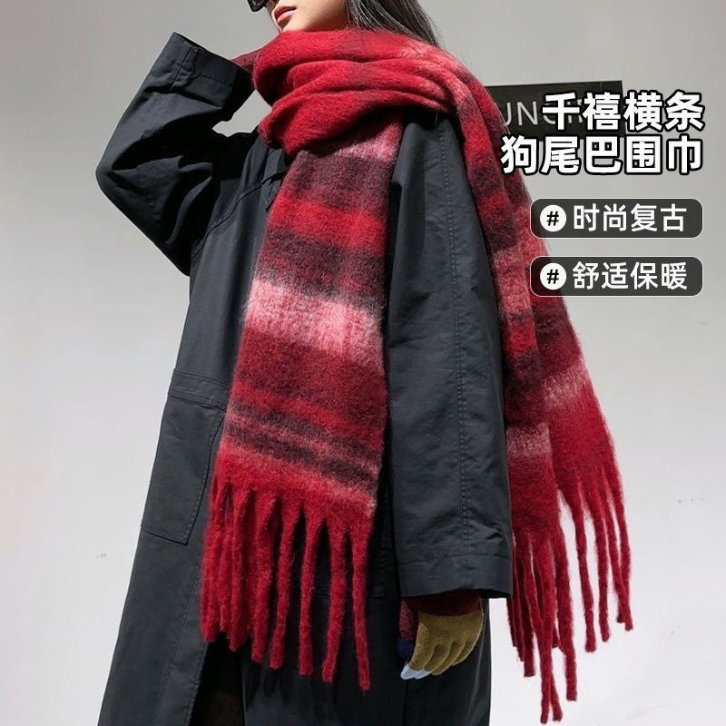秋冬新作、多用途なイミテーションカシミヤ、高級感のある女性用暖かい厚手スカーフ、シンプルなネックウォーマー、織りタッセル付きショール|undefined