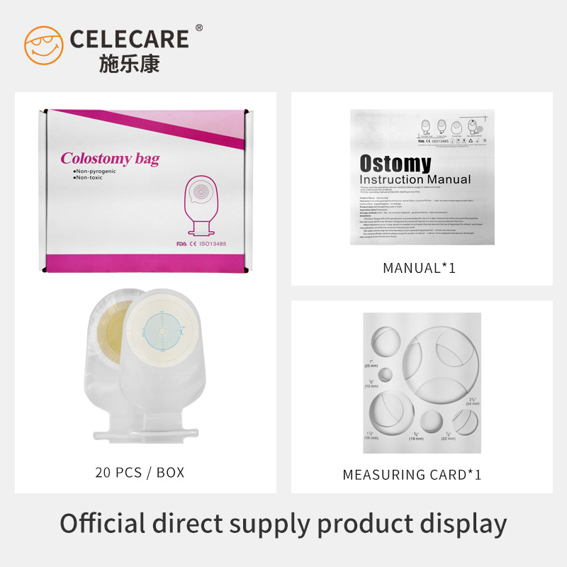 Exportación Amazon schlekang A003 bolsa de ostomía bolsa de inodoro de una sola pieza bolsa de ostomía de salchicha anal desechable bolsillo abierto