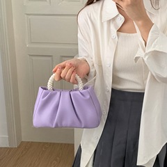 High-end textured cloud bag 2024 summer fashion fairy pearl wrist trend handbag crossbody pleated bag for women