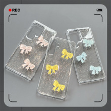 透明闪粉蝴蝶结手机壳适用三星S25ultra韩国ins风S24plus小清新23