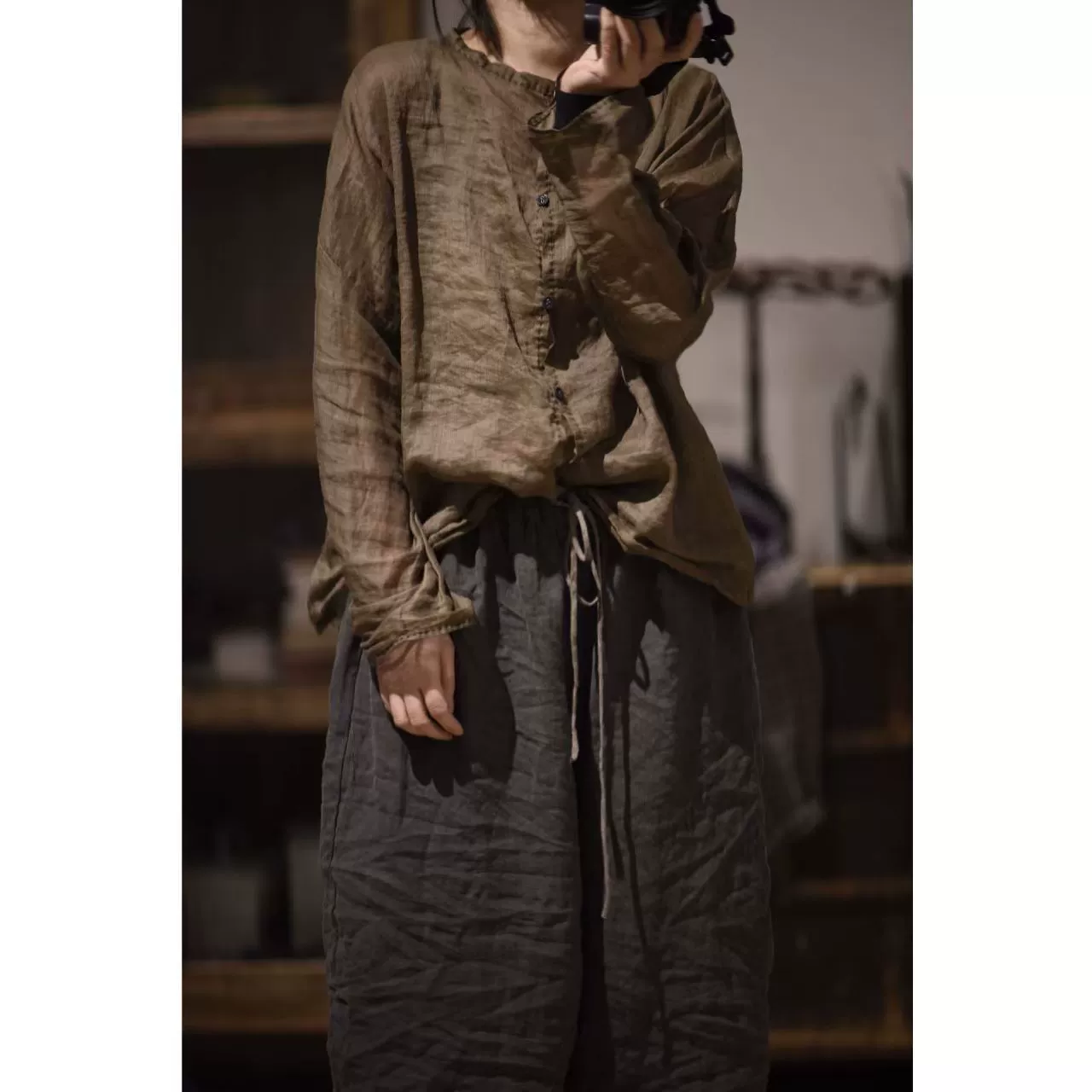 23/3 Xiaochu внутренняя художественная ретро легкая рома свободная рубашка с круглым вырезом