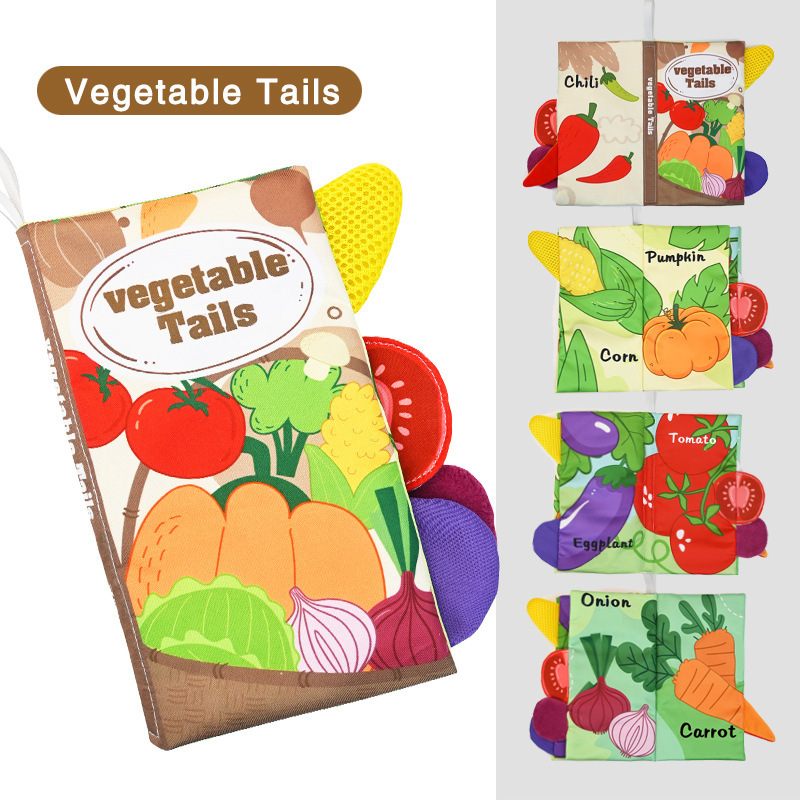Libro de tela de cola de verduras (versión en inglés) incluido 4 páginas y 8 caras