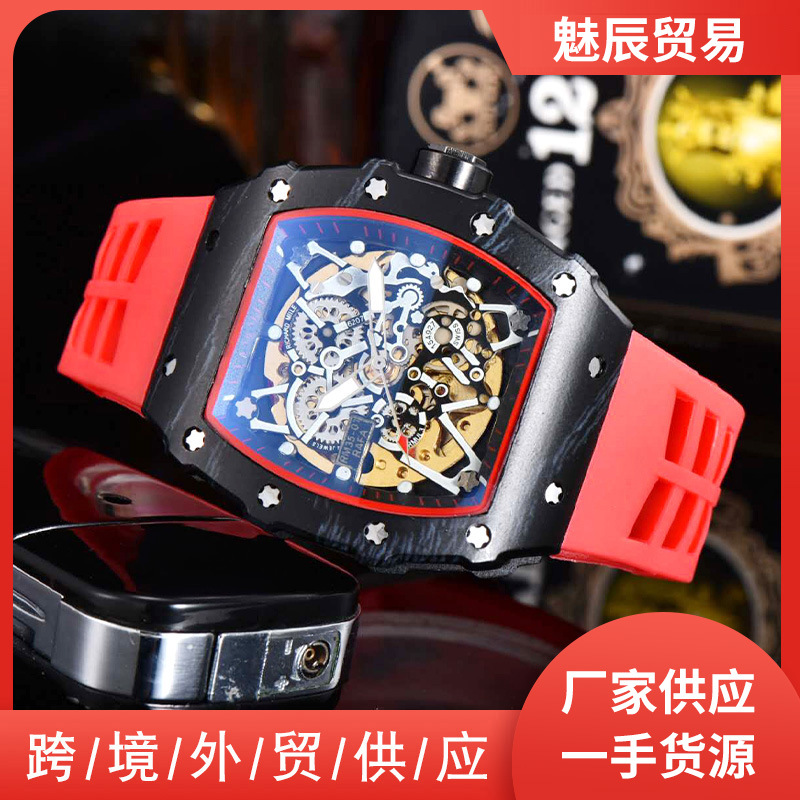 Factory Spot Wholesale Hot Selling Barrel Type Hollow Business Multi-Function Fully Automatic Mechanical Watch Men's Watch Women's Watch