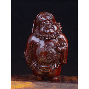 Authentic Small-Leaf Red Sandalwood Zhong Kui Hand-Held Piece Wood Carving Old Material Solid Wood Carving Ornament Character Male Portable Pendant