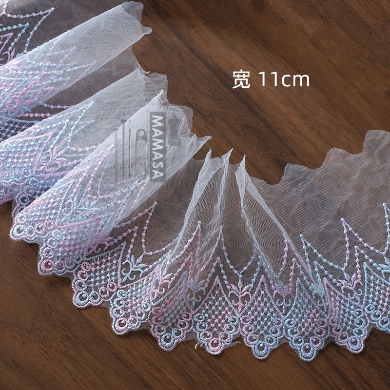 Dopamina sueño bordado de color hilo de malla encaje DIY hecha a mano lolita ropa tela accesorios para el cabello al por mayor