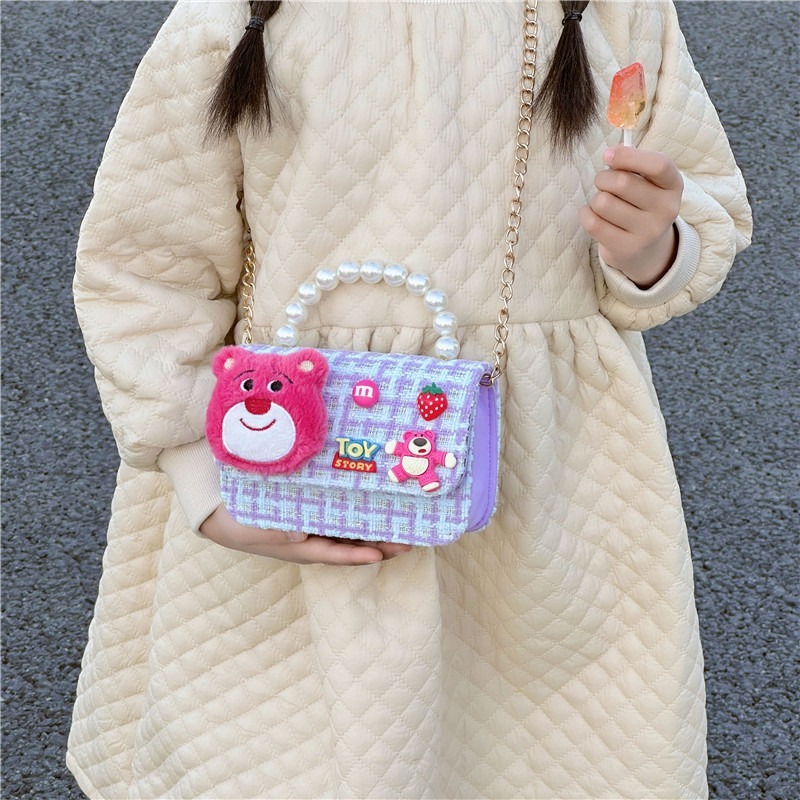 Bagos de moda para niñas de viento fragante 2025, otoño y invierno, nuevos accesorios de bolsos de hombro para niños, bolsos de princesa