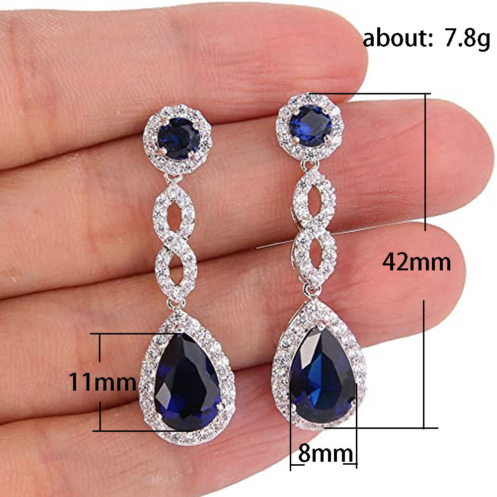 8g Weight Artificial Gemstones Inlay Material Drop Earrings Classification 1 Pair Quantity Simple Style Water Droplets Copper Inlay Artificial Gemstones Drop Earrings 1 Pair
