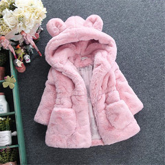 Children's winter clothing, padded and thick children's outerwear, small children's ear fur sweater, baby rabbit hair warm cotton jacket