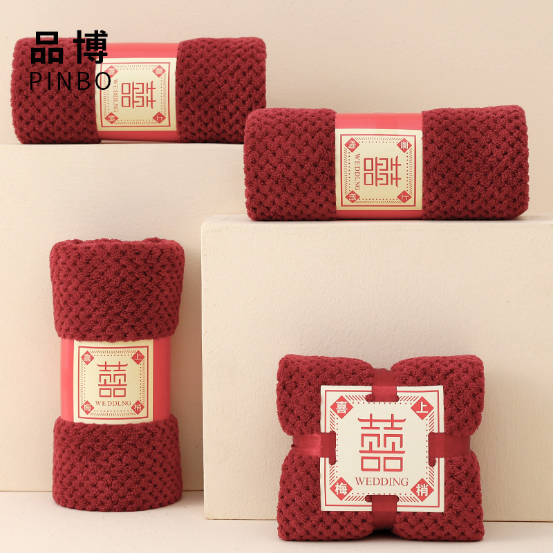Coral fleece pineapple towel Net red bear hand gift Square card face towel wedding gift