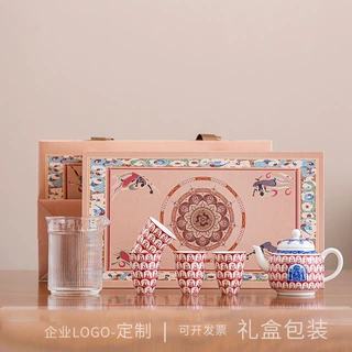 白瓷千佛文创敦煌红茶壶套装陶瓷功夫茶具家用泡茶器茶杯轻奢高档