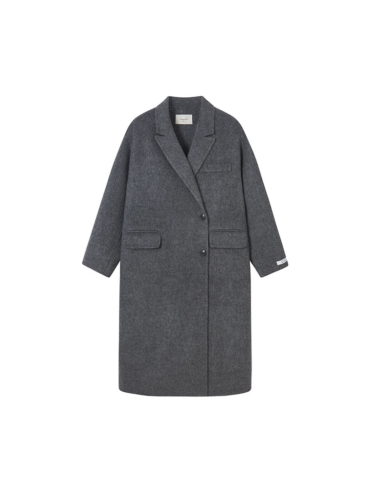Houndstooth Plus Long Woolen Coat Image 3