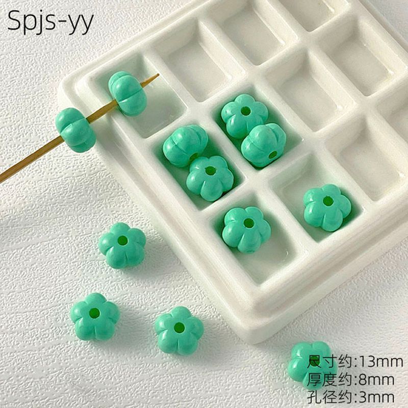 亚克力烤漆实色扁南瓜胖花朵直孔散珠DIY手工串珠手机链饰品配件|undefined