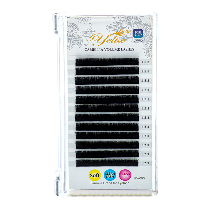 Fábrica de cómic de pestañas de una sola raíz densa de zorro, pestañas falsas suaves camellia florecer un segundo injerto de pestañas al por mayor