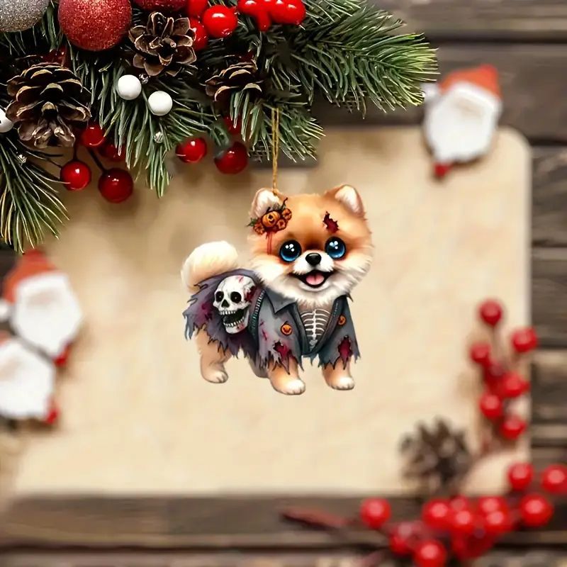 Acrílico Halloween 2D adorable perrito colgante de vacaciones transfronterizos nuevo colgante de automóvil plano colgante para el hogar image 1