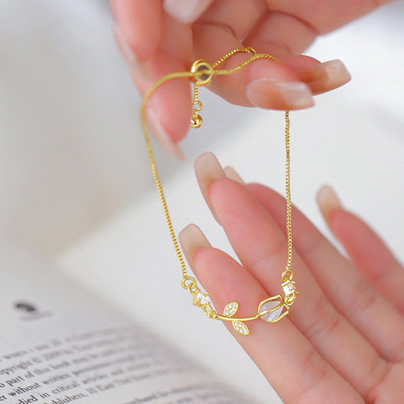 Flower Pattern Cute Simple Style Flower Alloy Beaded Women's Bracelets