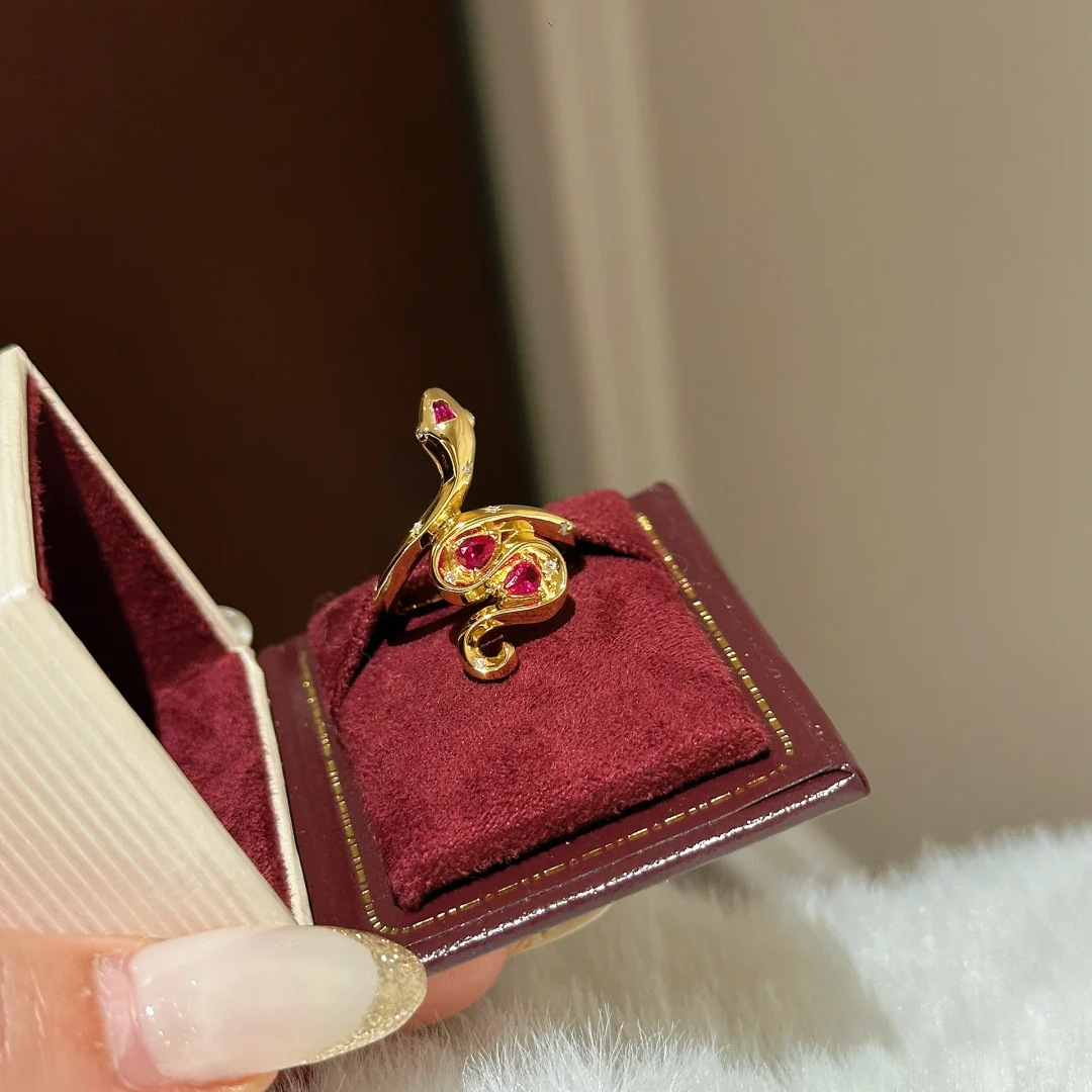 7g Weight Open Rings Classification 1 Piece Quantity Casual, Daily Occasion Copper Material Snake Pattern All Seasons Season Women's Gender Chinoiserie, Vintage Style Style Wholesale Jewelry Chinoiserie Vintage Style Snake Copper Open Rings 1