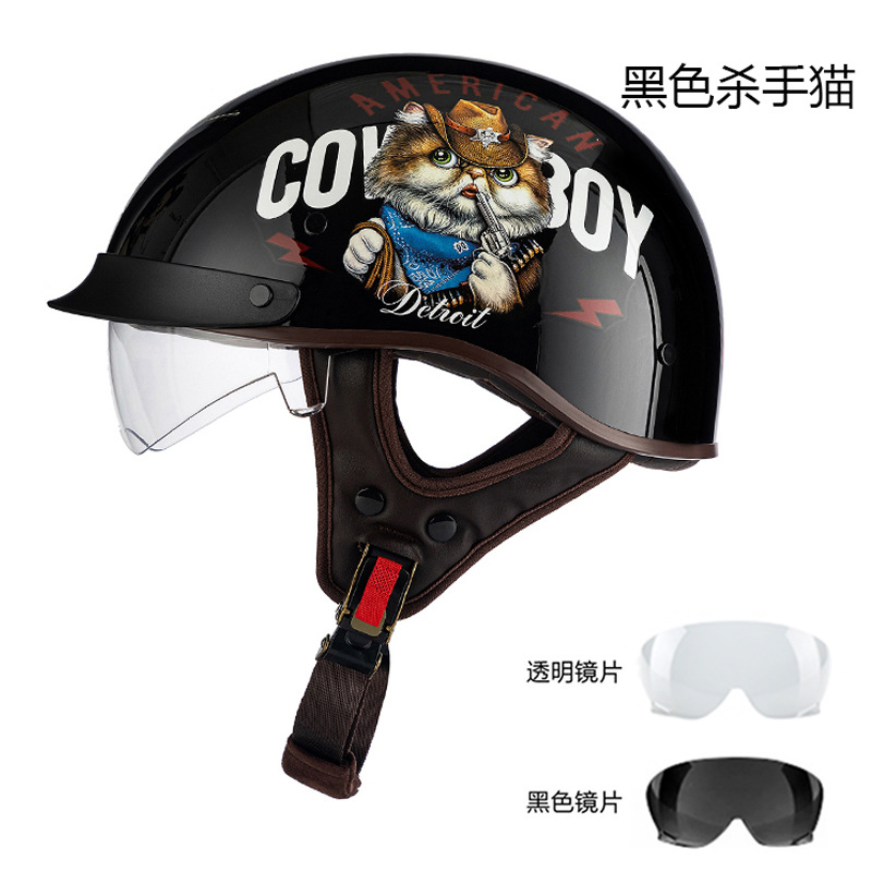 Motosiklet kaskı (dəbilqə) – Motuoche 3C Certified - rw015-black-killer-cat-m