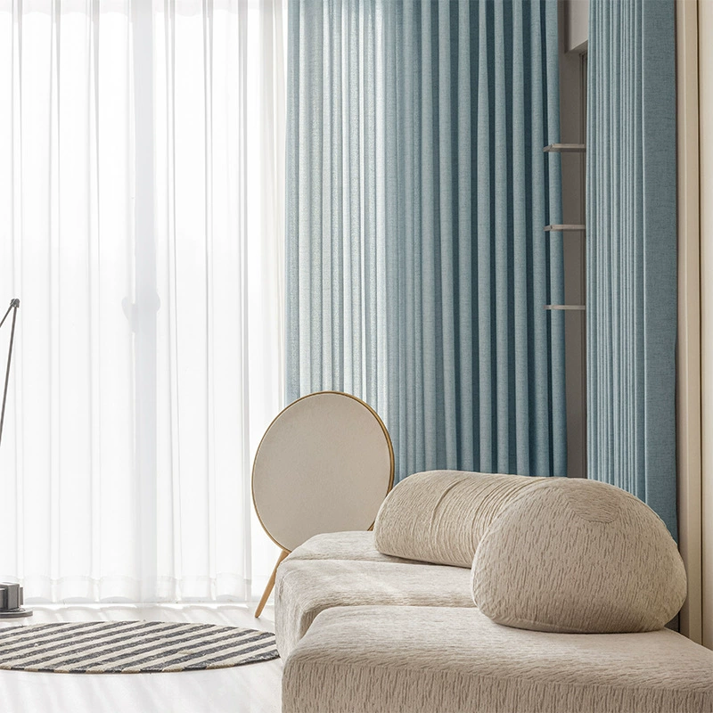 Linen gauze curtains semi-blacked shiny tea room Zen Japanese-style light-transparent cotton and linen cream balcony window shiny