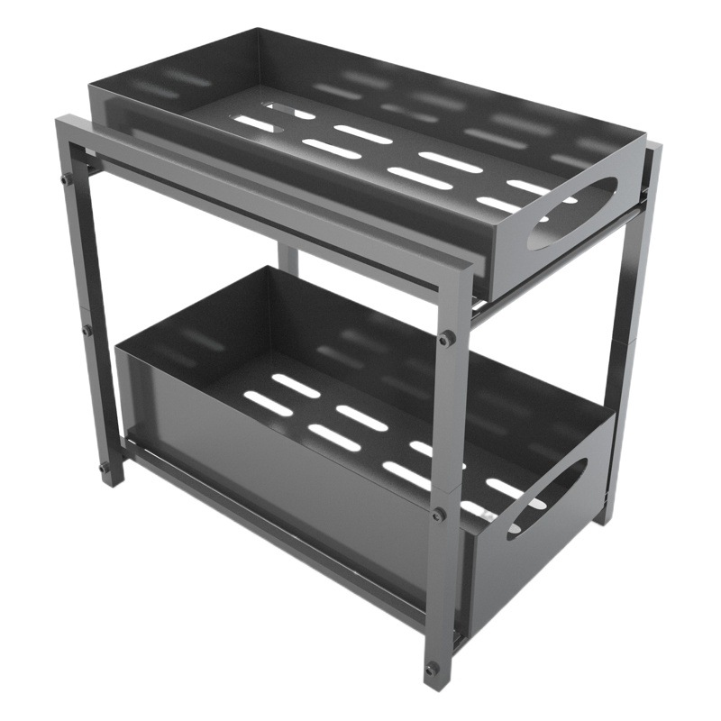 Estante de almacenamiento de fregadero tipo extracción para estante de condimento debajo de la mesa en el gabinete de la cesta deslizante de la piscina de la cocina