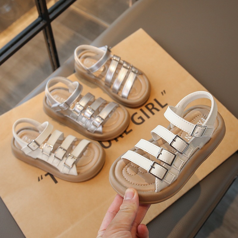 Gladiatorensandalen für Mädchen, Sommer 2024, weiche Sohle, Strandsandalen mit Knöchelriemen für größere Kinder und Teenager_voghion.com