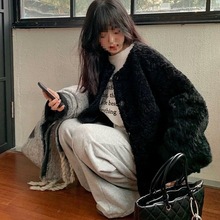 黑哥同款羊羔毛外套加厚毛毛女秋冬款羊羔绒皮毛一体宽松皮草大衣