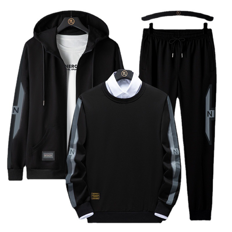 Otoño estilo coreano traje deportivo hombres primavera y otoño chaqueta de suéter de moda correr ropa deportiva casual pantalones traje de tres piezas