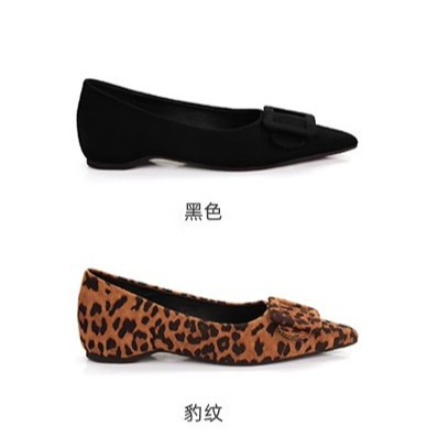 Grape Mom primavera nuevo temperamento pequeño puntiagudo de cercanías hebilla cuadrada todo fósforo gamuza boca baja estampado de leopardo zapatos individuales mujeres nuevo estilo