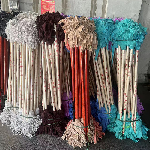 Manufacturer wholesale wooden pole round head mop cotton thread floor mop mop cleaning mop water absorbent mop hand twist mop