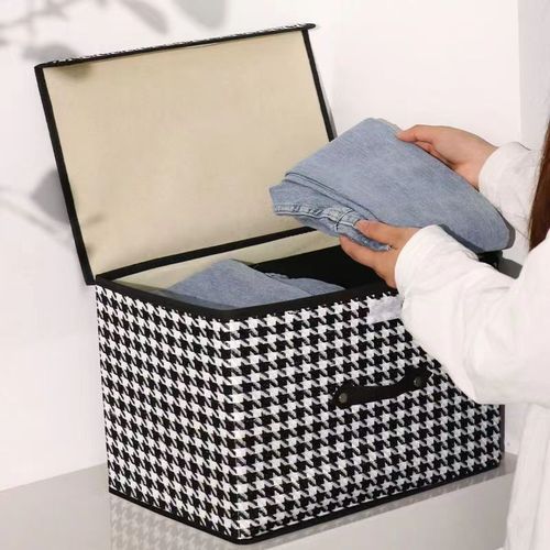 New non-woven houndstooth storage box, home storage artifact, clothes and sundries, bedroom storage box, dust-proof finishing
