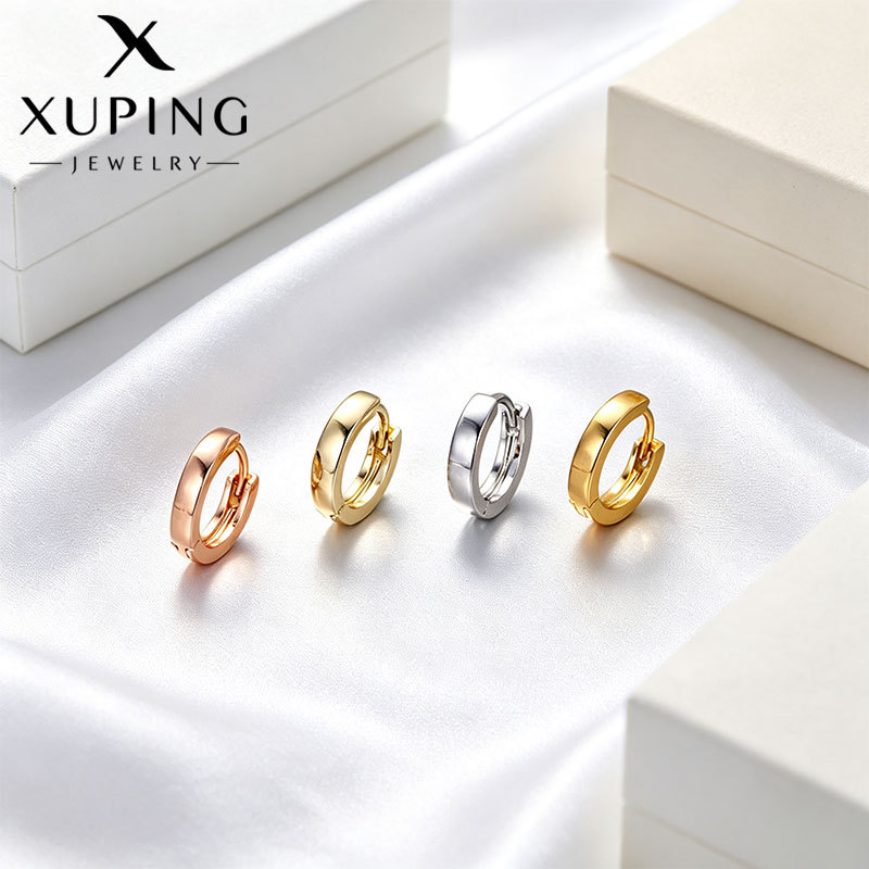 Xuping estilo simple brillante aretes redondos clásicos diarios fácil de usar bordes europeos y estadounidenses perfiles temperamento orejas para mujeres