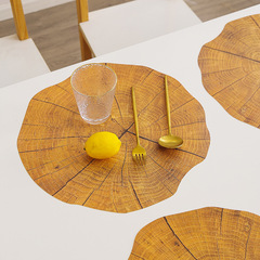 不規則創意仿真樹樁餐墊家用PP餐桌墊防水防滑隔熱墊裝飾餐墊跨境