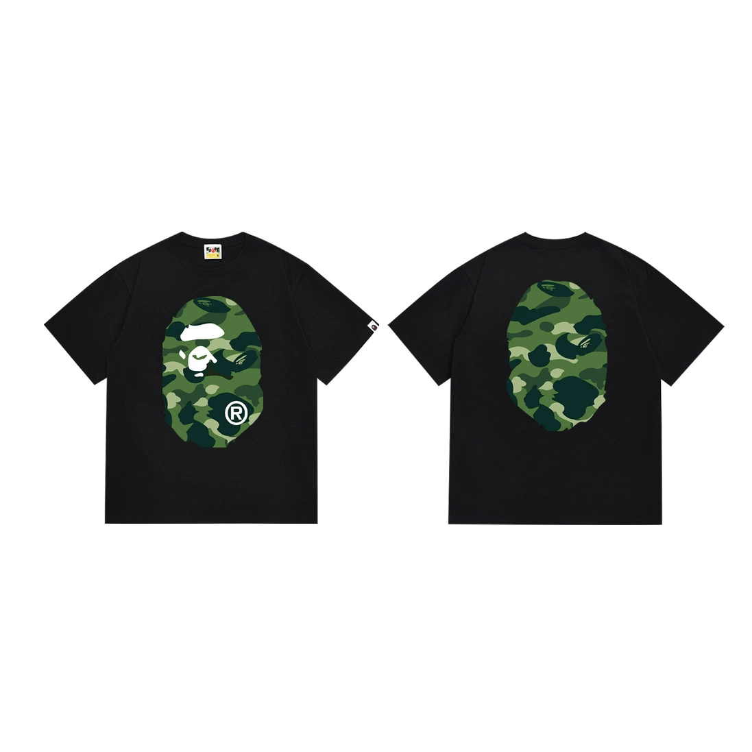 Короткая футболка повседневная с коротким рукавом (BAPE) двойной пряжи унисекс, разноцветная и размеры S–XXL