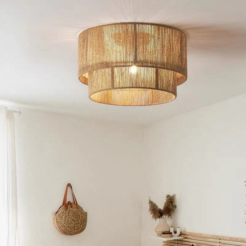 Japanese Style Rope Ceiling Lamp Living Room Bedroom Dining Room Homestay Tea Room Decorative Lamp Cream Style Art Creative Hemp Rope Lamp