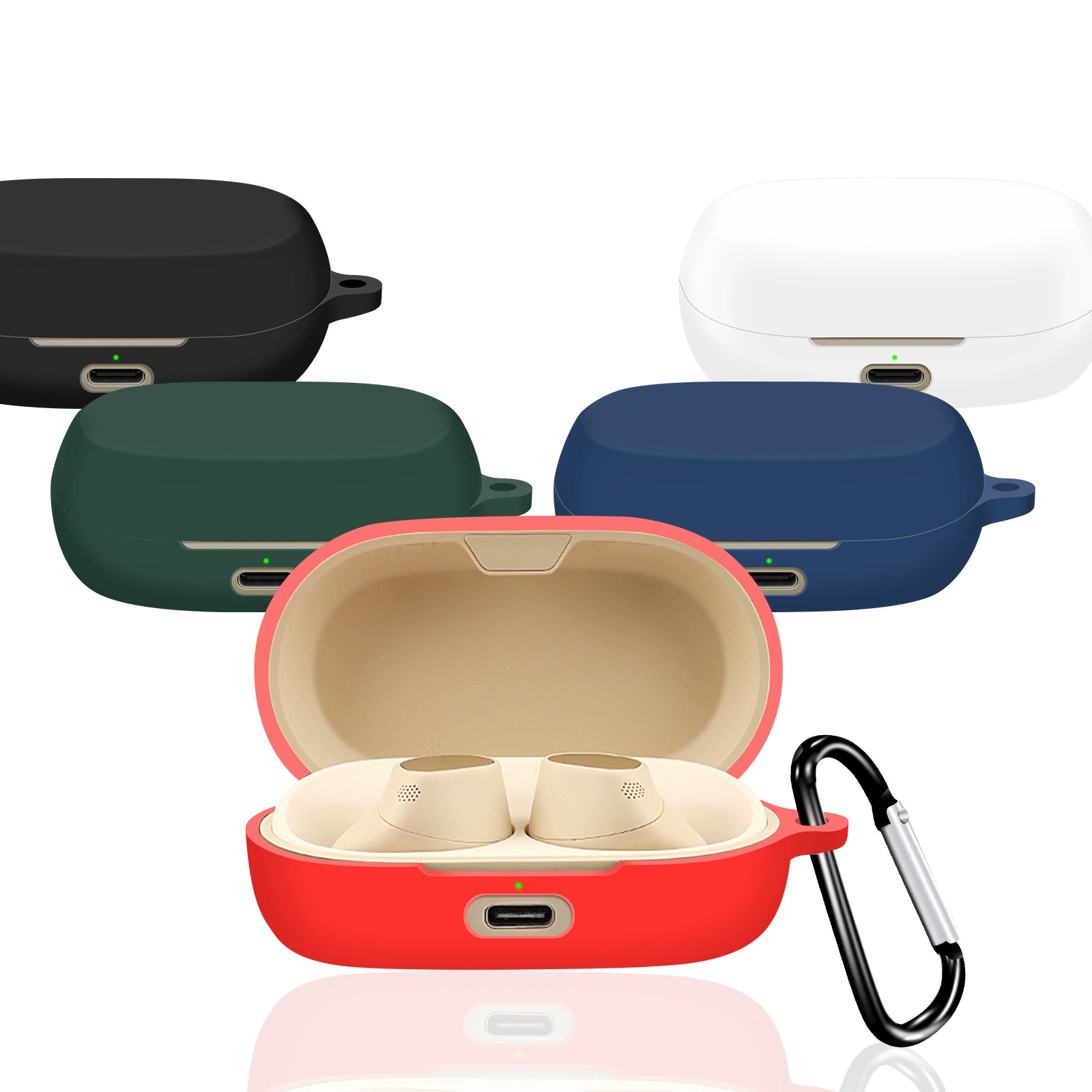 Compatible silicone headphones, protective case, storage system charging, bluetooth, fall protection