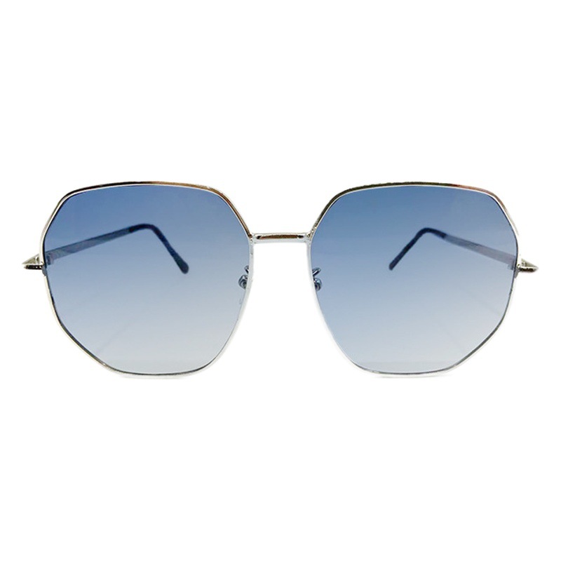 Azul transparente todo partido gafas de sol hombres polígono metal conducción gafas de sol Corea moda playa viajes gafas mujeres