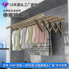 阳台外推拉式铝合金晾衣架折叠可伸缩晾晒架壁挂晒衣架加厚晾衣架