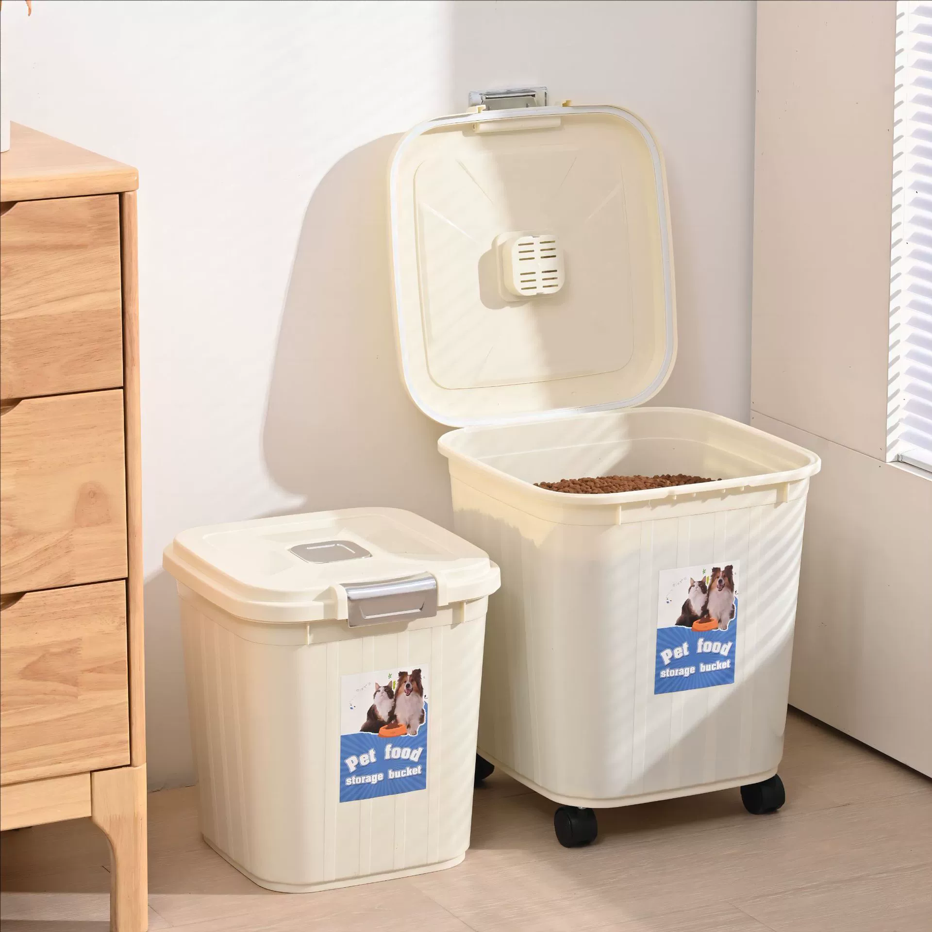 Ведро для корма для собак 20 кг большой емкости герметичное, защищенное от насекомых, влагостойкое 30 кг ведро для хранения корма для кошек, банка для хранения закусок для домашних животных
