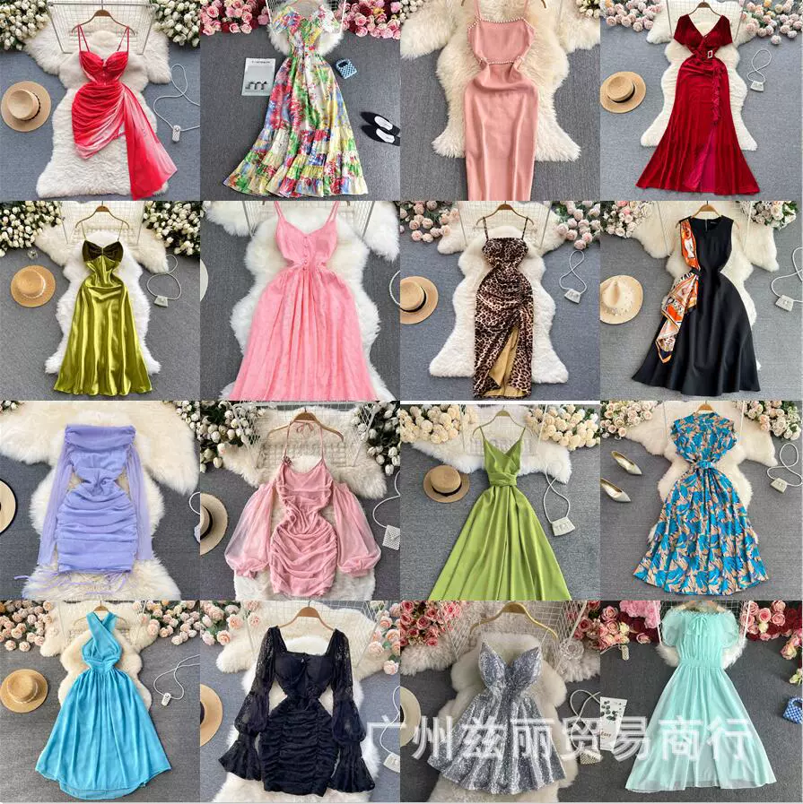 Амазонка европейская и американская юбка 2025 новые окрашенные в галстубок нерегулярные горячие девушки сексуальные подтяжки платья женские дешевые оптовые продажи