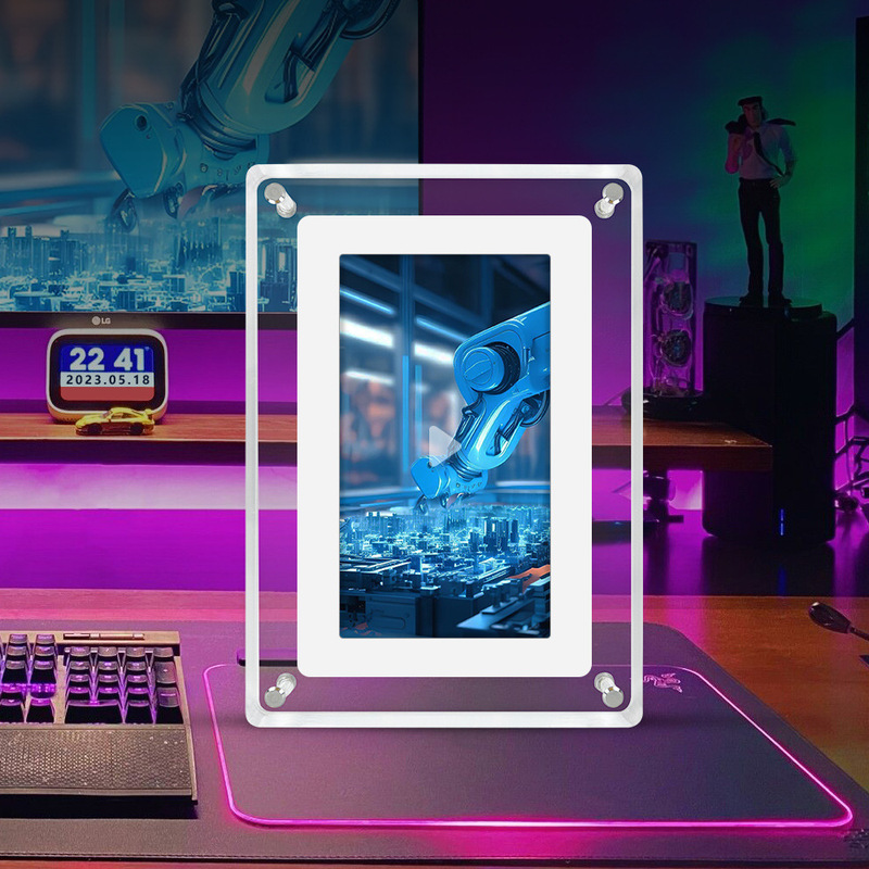 Cross-Border New Product Creative Decorative Ornaments 7inch Acrylic Digital Photo Frame Desktop Video Player